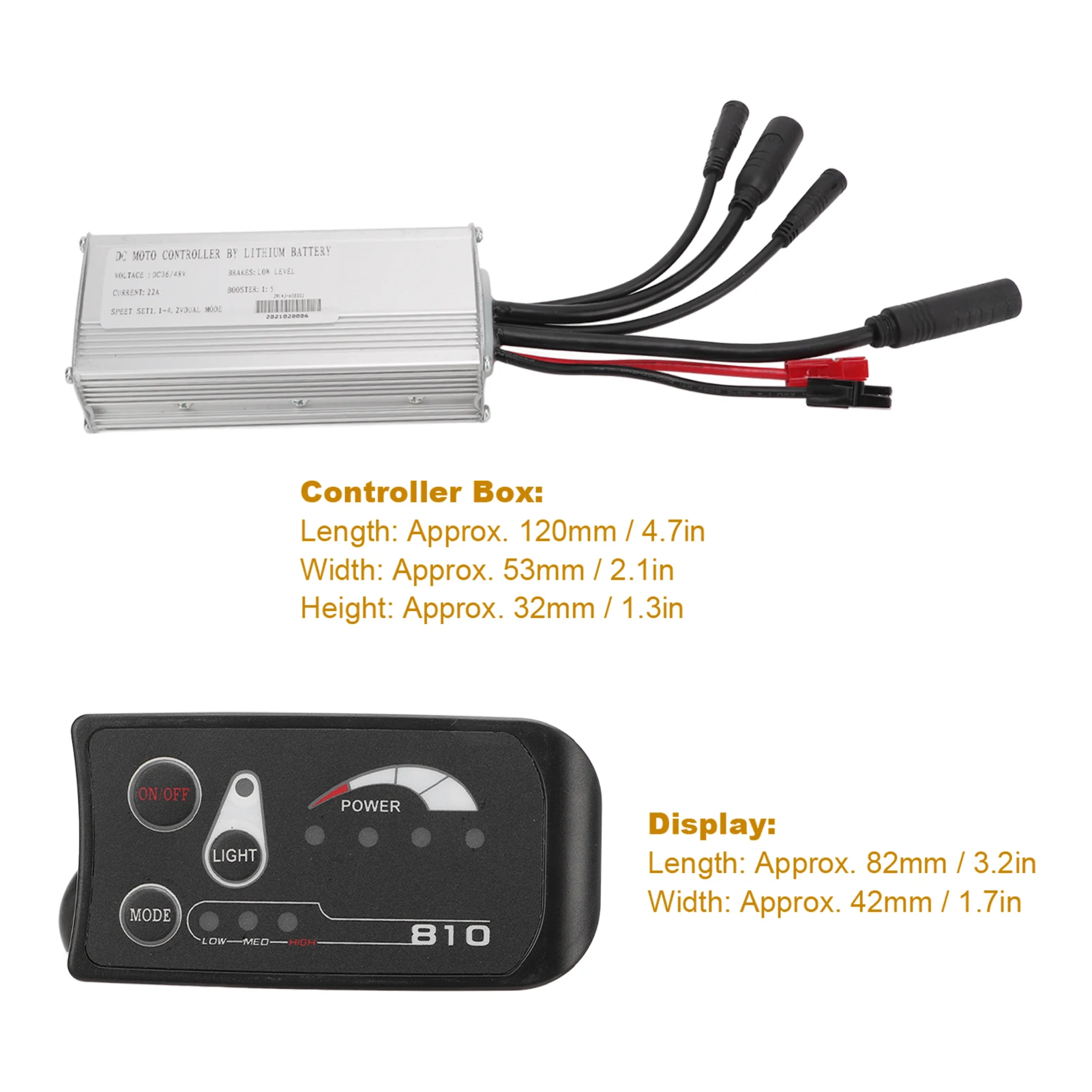 Electric Bicycle Lithium Battery Conversion Kit 22A Controller LED S810 Display 1 to 2 Connecting Line Kit for 500W Gear Motor