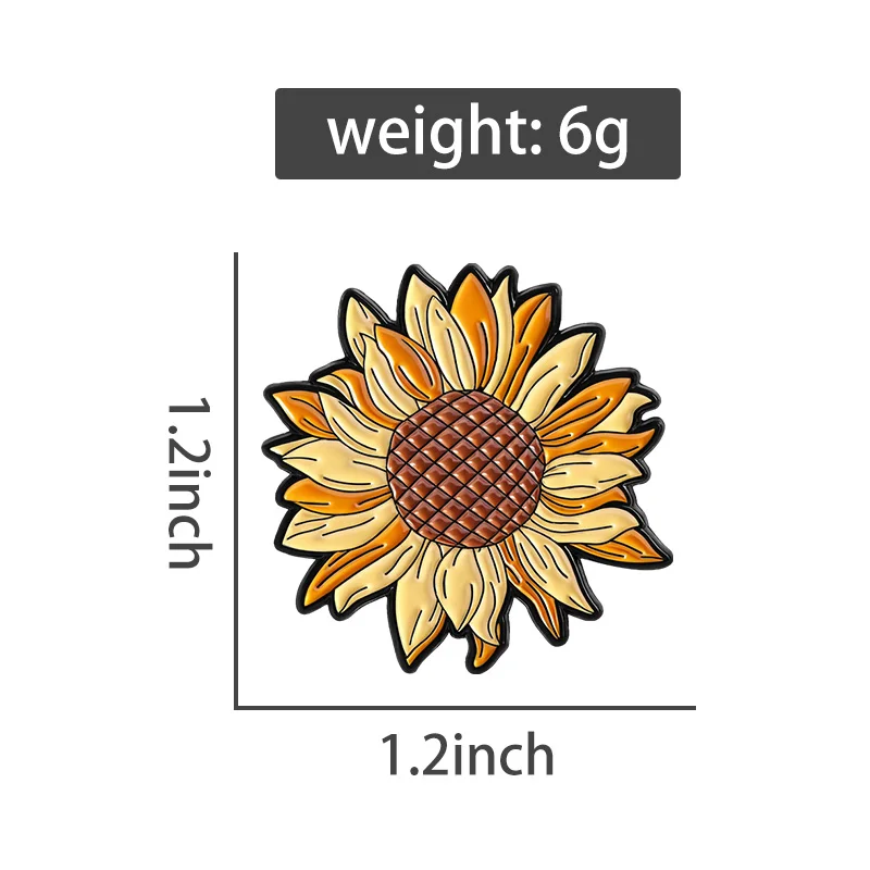 Beautiful Sunflower Brooch Enamel Pins Romantic Floral Metal Brooches Decoration Backpack Badge Jewelry Gifts for Flower Lovers view 6