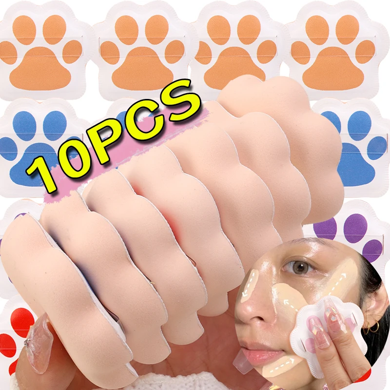 Cat Paw Powder Puff 10PCS Soft Dry and Wet Use Makeup Sponge Portable Air Cushion Foundation Cosmetics Puff Makeup Beauty Tool