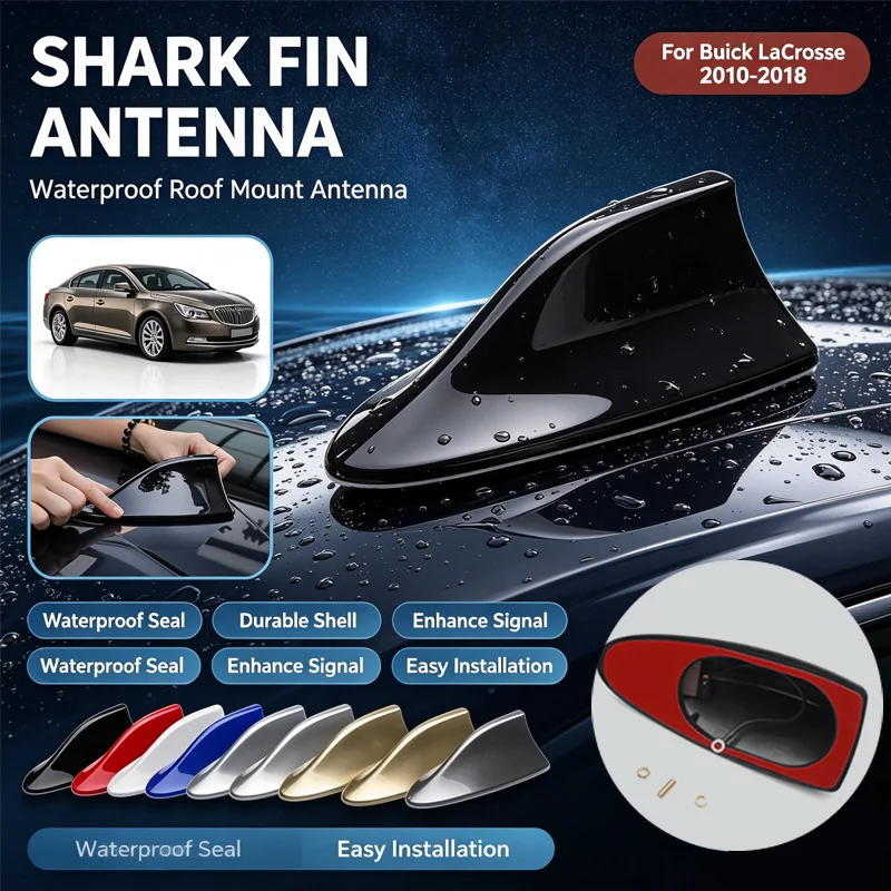 For Buick LaCrosse 2010-2018, Shark Fin FM/AM Antenna – Waterproof Signal Booster & Super Aerial with Enhanced Reception.