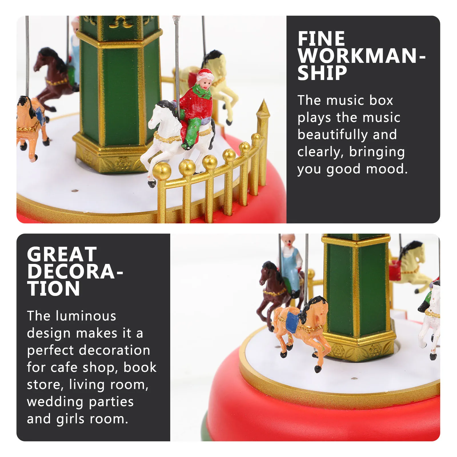 

Christmas Decoration Luminous Music Carousel Plastic Desk nament Gift Birthday Wedding Anniversary New Year Family Decor Melody