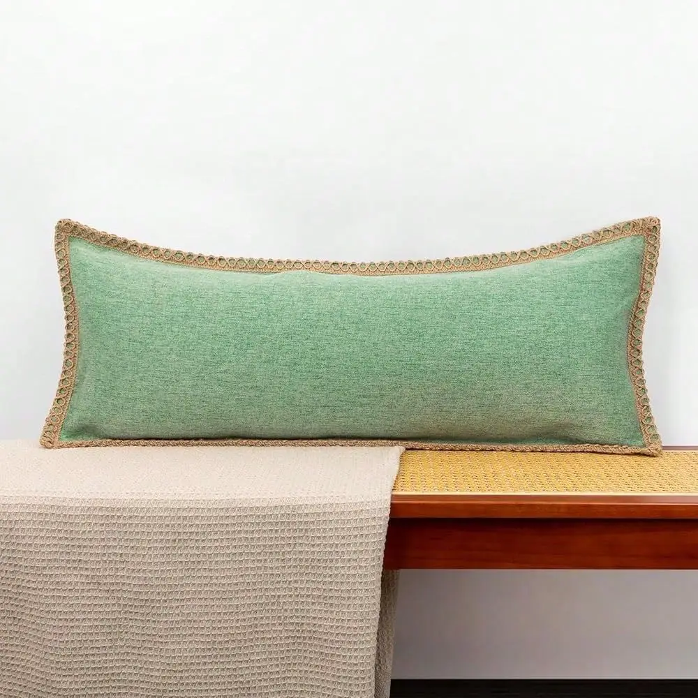 

Linen Lumbar Pillow Cover 14 X 36 Inch, Trimmed Tailored Edges Cushion Cover Farmhouse Modern Decorative Pillow Case Outdoor De
