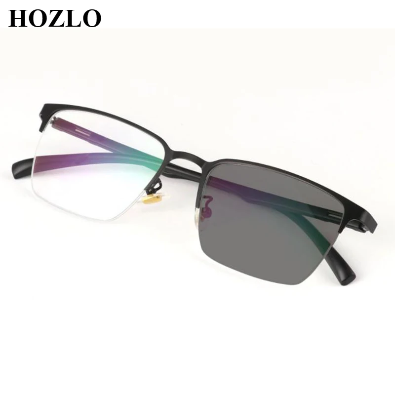 

Men Photochromic Myopia Glasses Male Sun Nearsighted Eyeglasses Semi Rim Frame Business Short sighted Spectacles 0,-1.0~-3.5