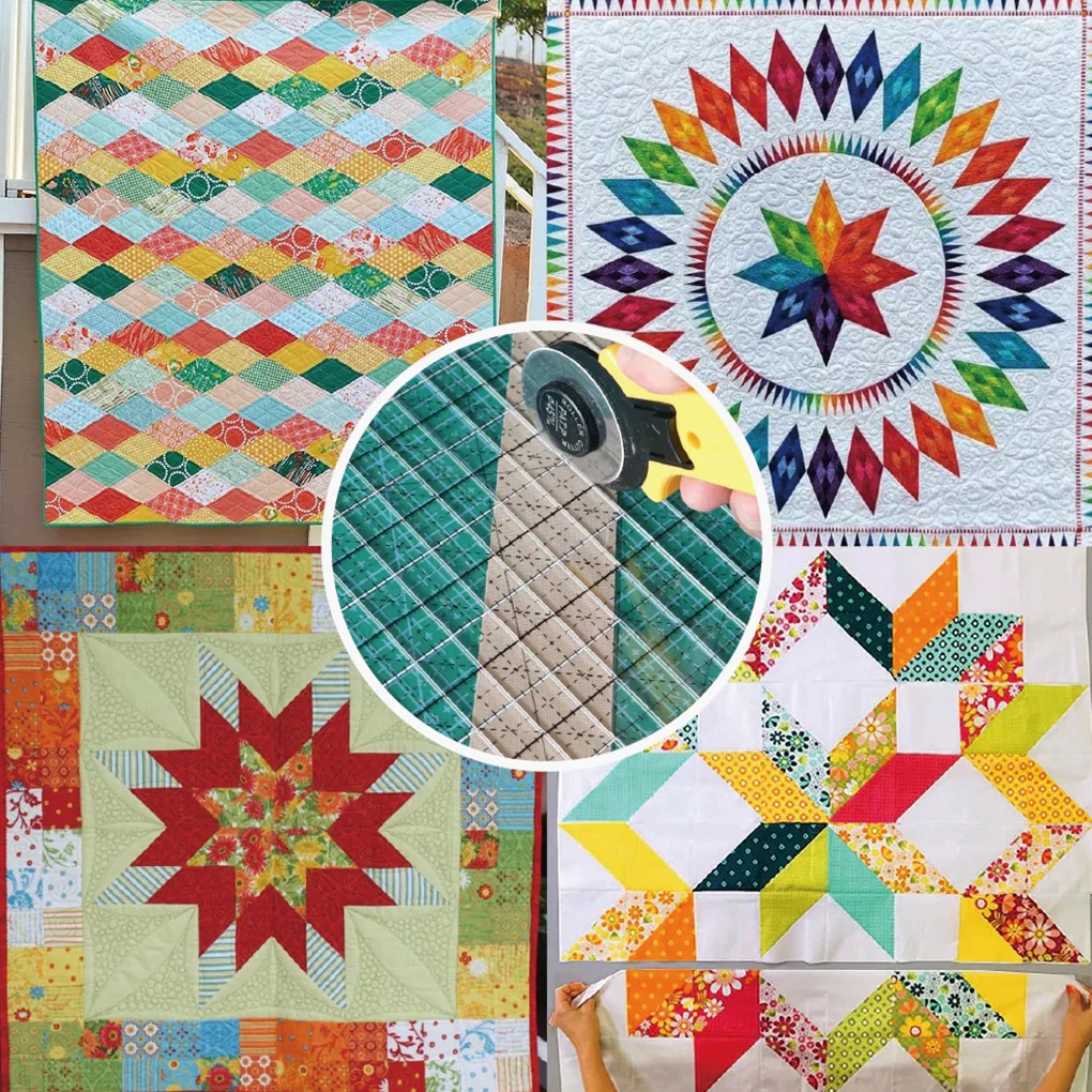 Quilt penggaris jahit Patchwork Grid Quilting kerajinan mengukur Template