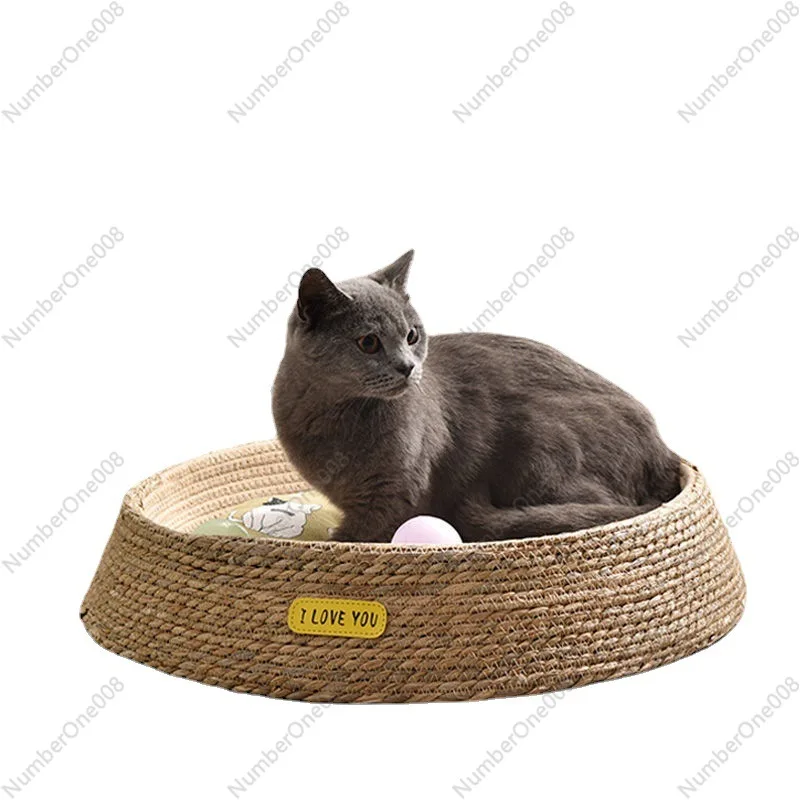 

42CM Cat Nest Summer Rattan House Summer Cool Nest Mat Net Red Cat Scratch Board Pet Bed Cat Supplies All Seasons