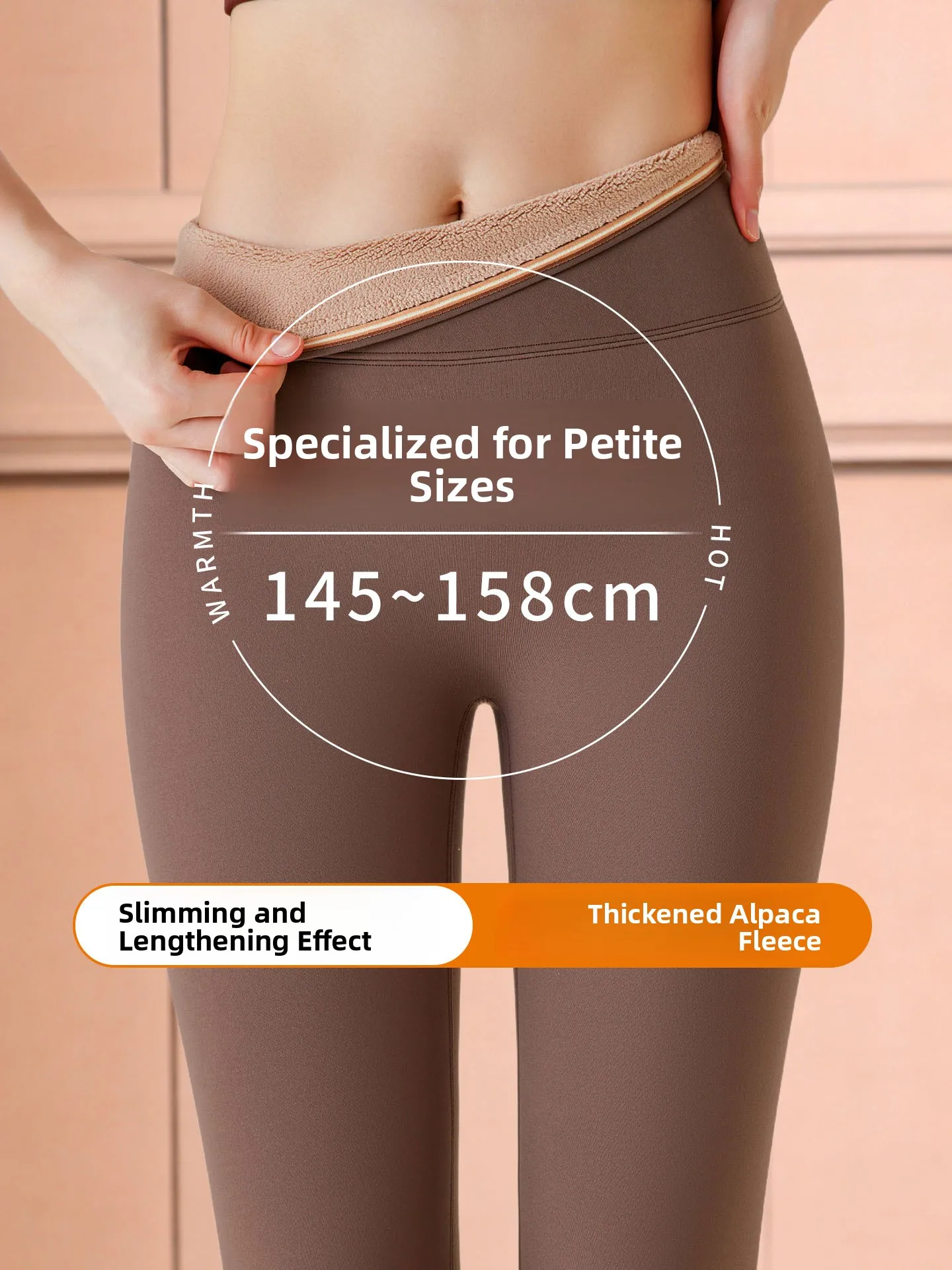 

Women's High-Waist Fce-Lined arkskin Yoga Pants Autumn Winter Butt-Lifting Eight-Quarter Length Base Layer Trousers