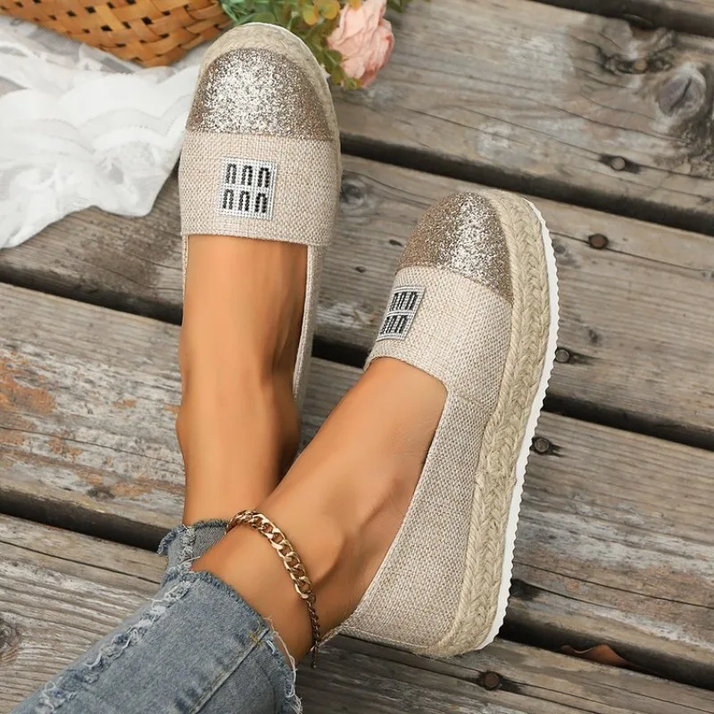 

Large Casual Single Shoes for Women, 2026 Autumn New Style Thick Soled Hemp Rope Canvas Shoes Women