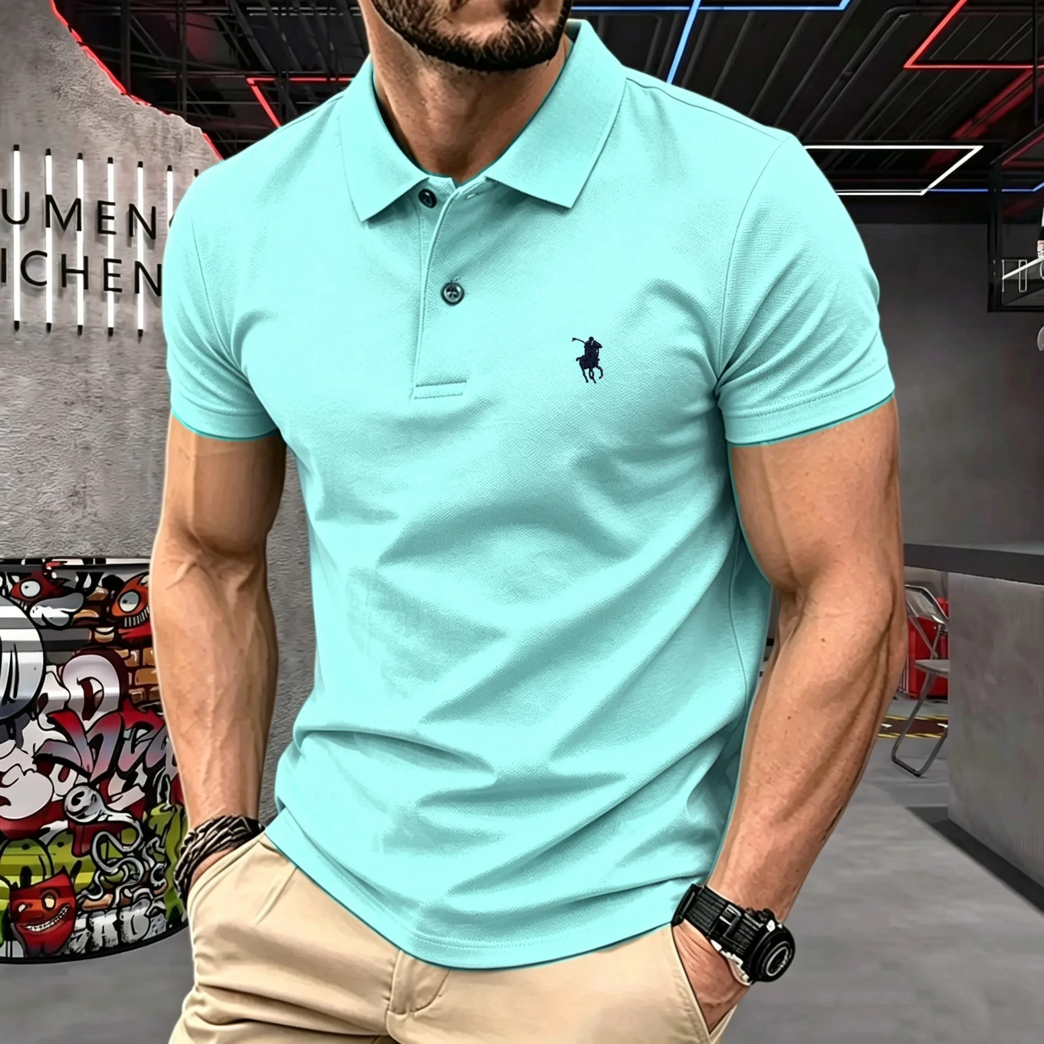 Polo de Manga Corta para Hombre, 100% Algodón Puro, Marca de Alta Gama 2026, Diseño de Verano, Bordado de Pony, Estilo Golf, Camiseta Casual de Lujo