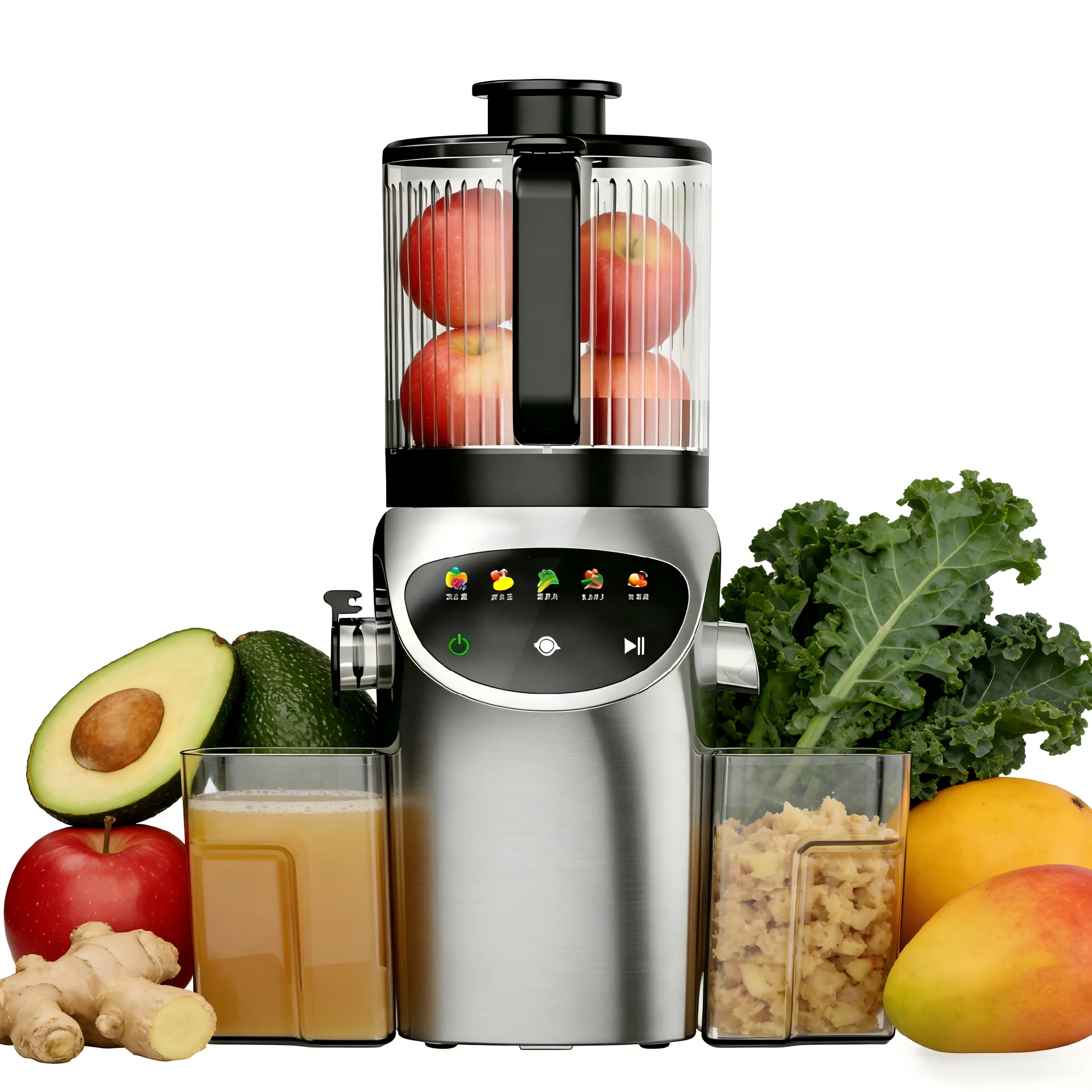 High-end Electric 6.30inch Extra Large Feed Chute Cold Press Juicer Machine 350W High Juice Yield Slow Masticating for Household