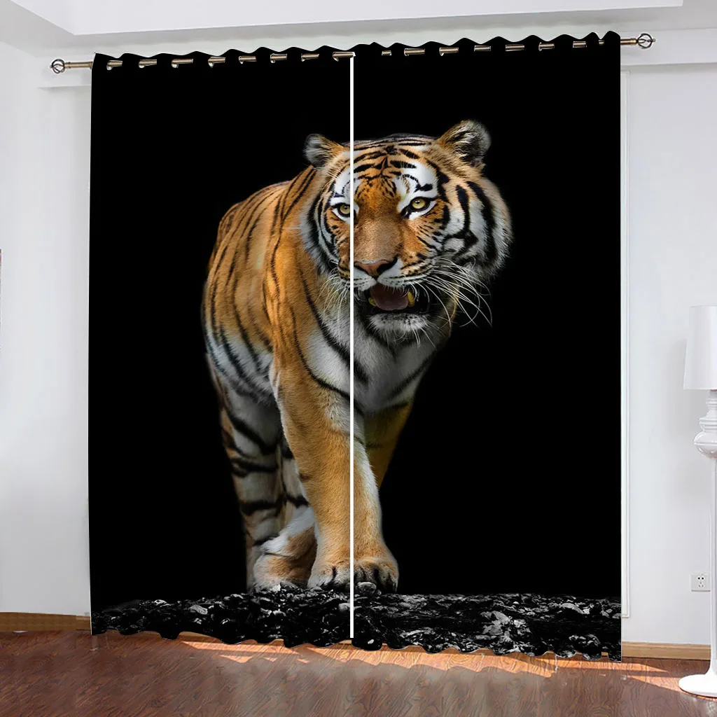 Living Room Decoration 3D Animal Fierce Tiger Printed Blackout Curtains For Bedroom Window Drapes Home Interior Curtains