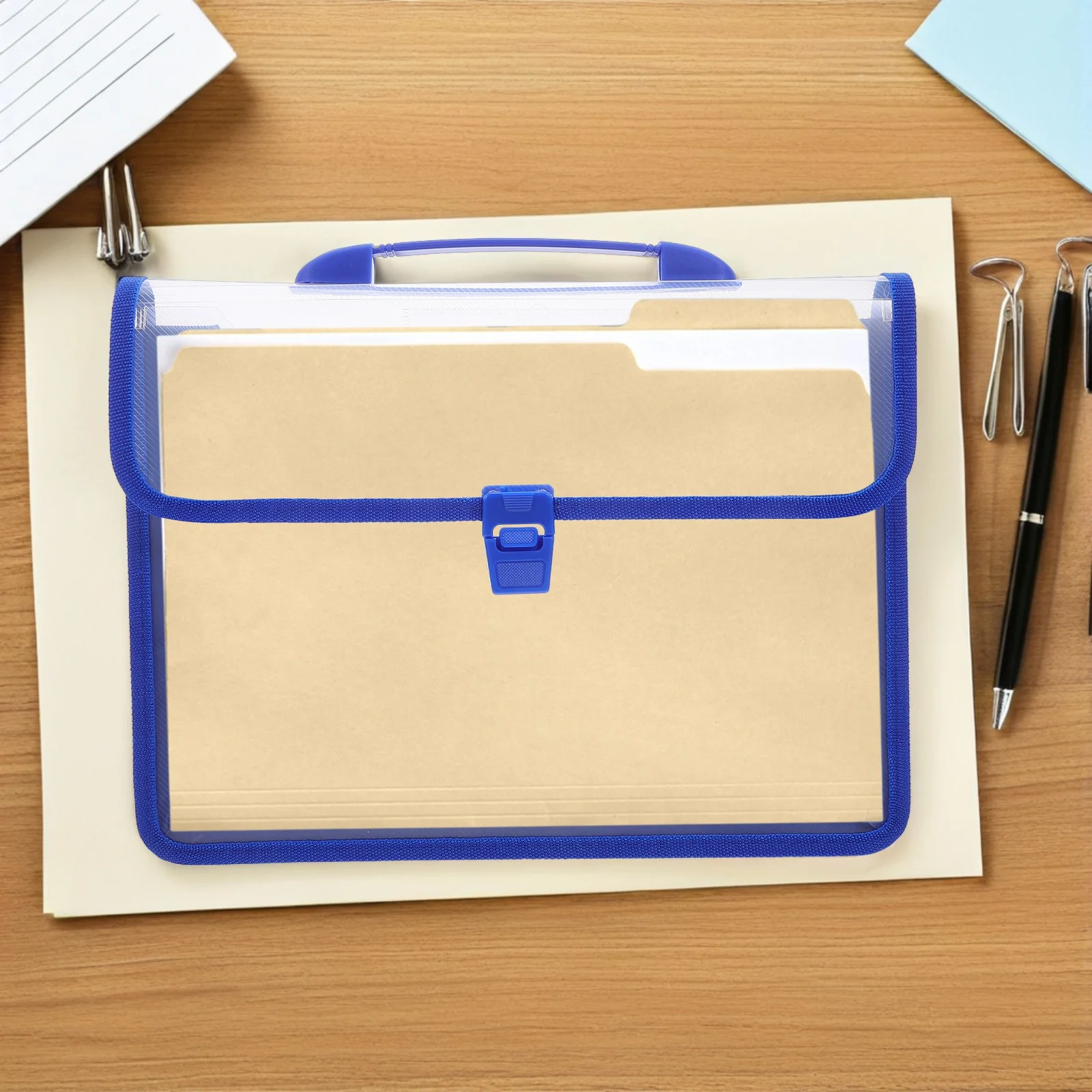 1Set Clear Waterproof Document Folder Secure Closure Efficient Labeling System Portable Handle Expandable Design Travel