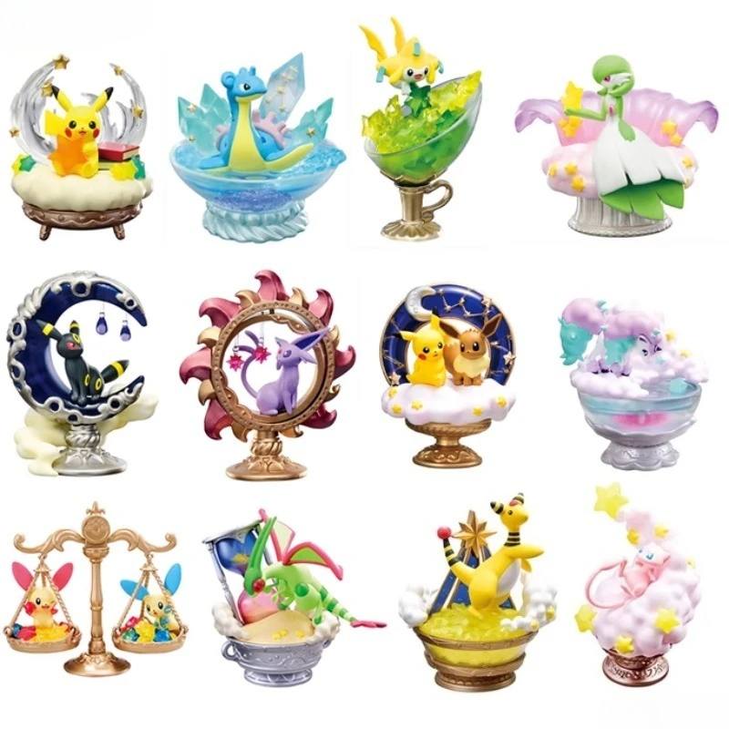 

Pokemon Pikachu Mirror Jirachi Eevee Mew Flygon constellation Anime figure blind box toys collection model ornaments gifts