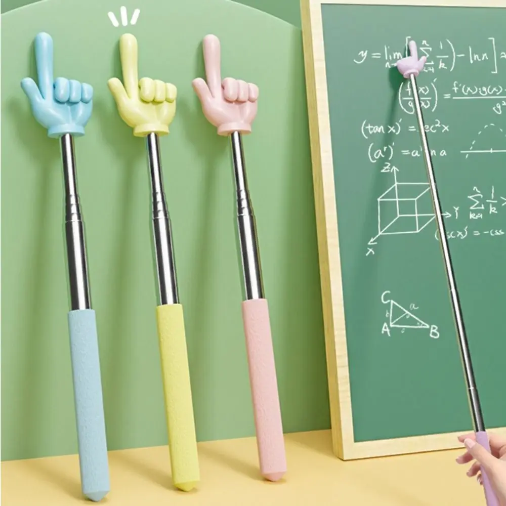 Stainless Steel Teaching Pointer Telescopic Rod Finger Reading Sticks Finger Design Whiteboard Hand Pointer Teachers