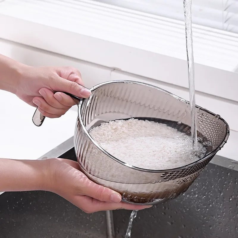 Kitchen Rice Washing Artifact Household Drain Basket Multi-Function Vegetable Washing Rice Washing Basin Rice Drainage Basket