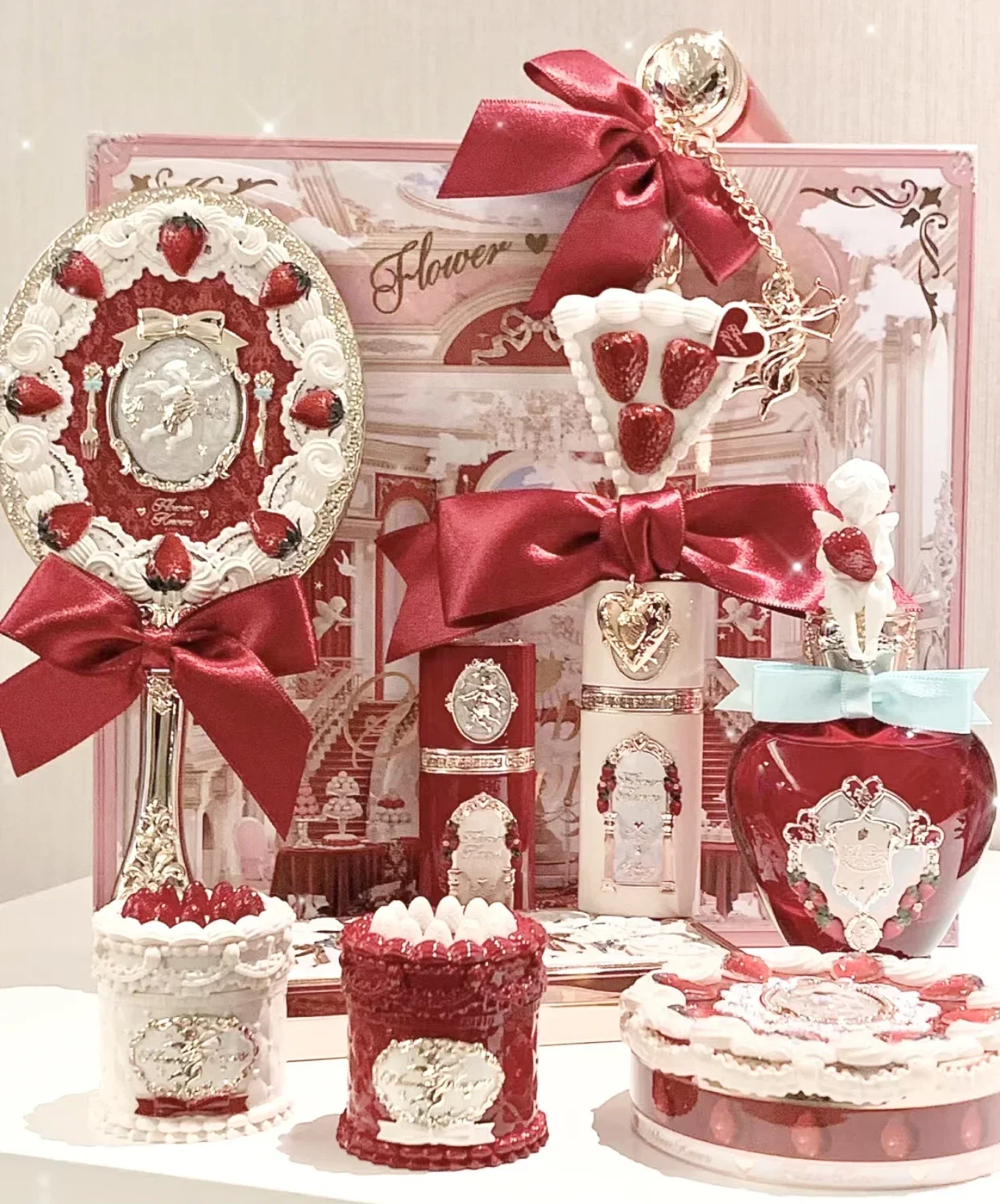 زهرة تعرف الفراولة كيوبيد سلسلة ماكياج Gif مربع عينيه لوحة الوجه الشاملة الشفاه الطين السائل أحمر الخدود