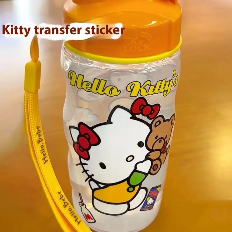 2Pcs Sanrio 헬로 키티 귀여운 만화 껍질과 스틱 방수 스티커 DIY 전송 데칼 노트북 컵 장식