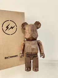 Bearbrick 400% Karimoku x Fragment (Polygon) Drewno Diament Błyskawica Orzech Cegła Niedźwiedź 28 cm Wysokość Naturalna ręcznie robiona lalka prezentowa