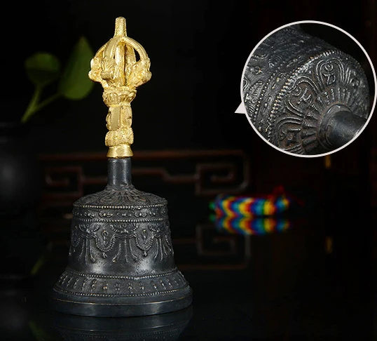 

Wholesale Buddhist articles #HOME office efficacious rite Vajra # Tibetan Buddhism ceremonies Jin Gangchu bell statue