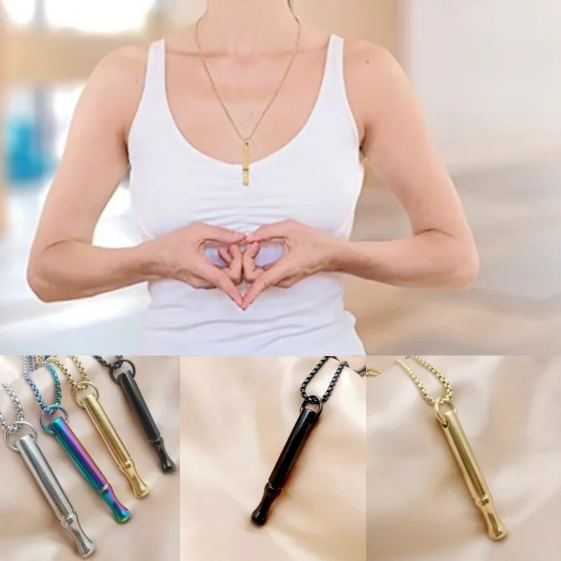 Meetvii Stainless Steel Anxiety Necklace Pendants Stress Relief Breathing Meditation Necklace Yoga Ritual Jewelry Accessories
