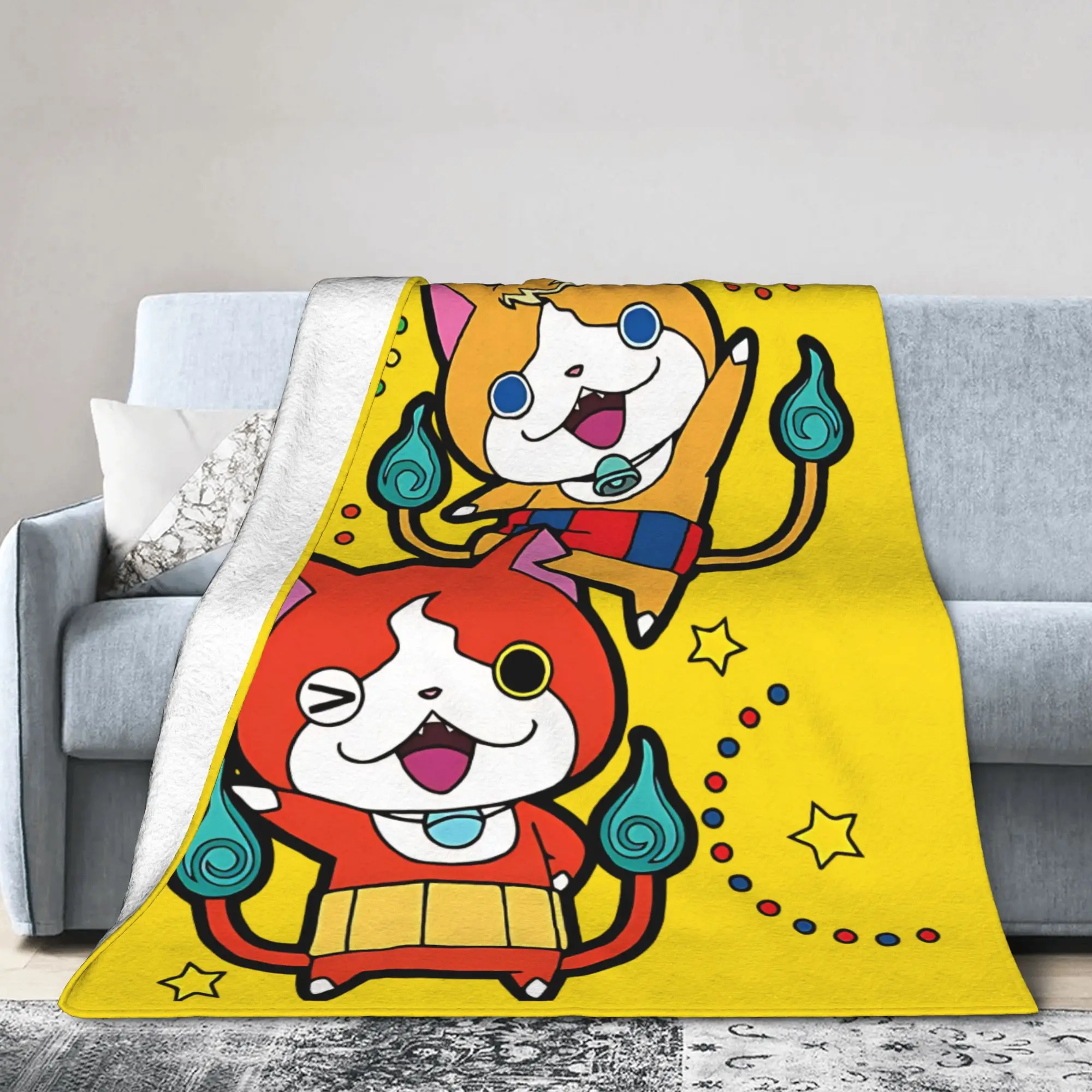 Yokai Watch Game Blanket Cover Jibanyan Tomnyan S Flannel Throw Blankets Bedding Couch Personalised Soft Warm Bedspread