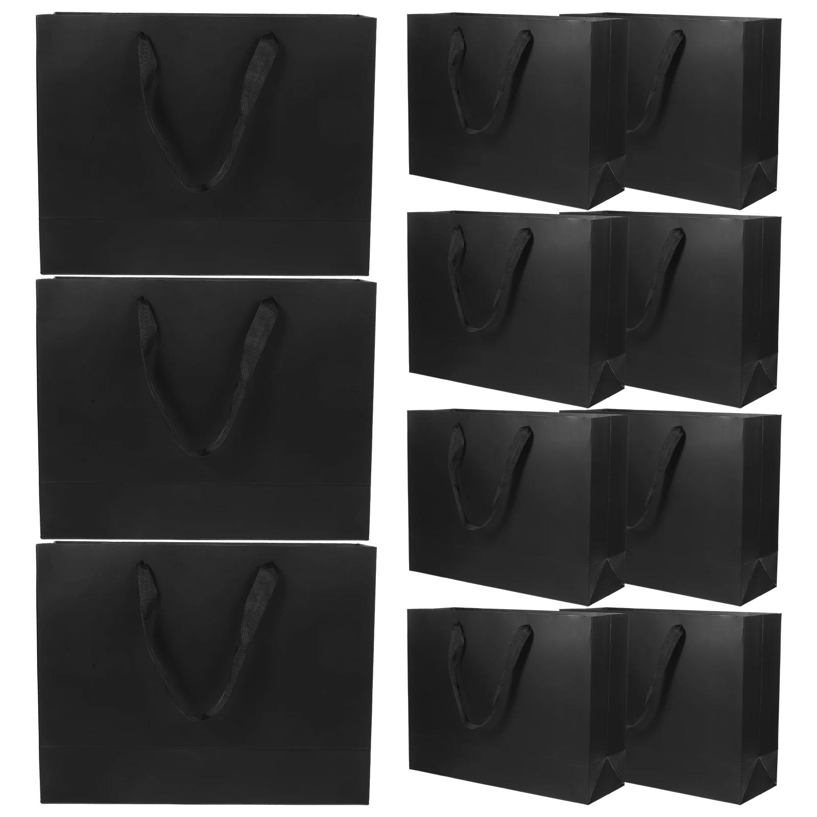 

12 Pcs Paper Gift Paper Storage Bags 12 60x4 33x9 84 Inches Black Ribbon Handles Party Wedding Storage Packaging Bags