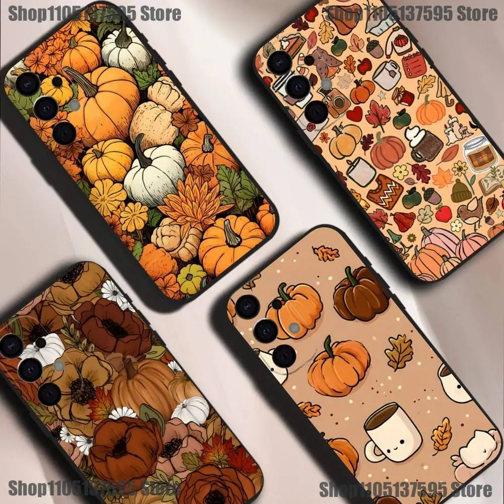 

Autumn leaves pumpkin Phone Case For Samsung S25,S24,S21,S22,S23,S30,Ultra,S20,Plus,Fe,Lite,5G Black Cover
