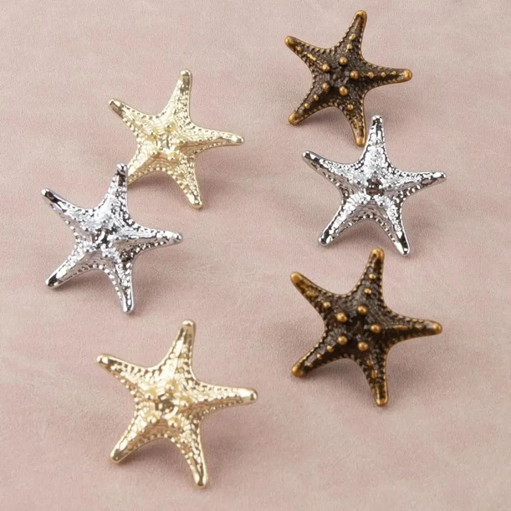 

Ancient Gold Silver Starfish Handle Single Hole Furniture Hardware Bronze Handle Durable Ocean Style Retro Knob Cupboard
