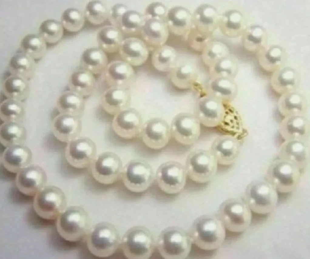 

18 inch genuine natural AAA 9-10mm white South Sea pearl necklace with 14K gold buckle 16--36inch