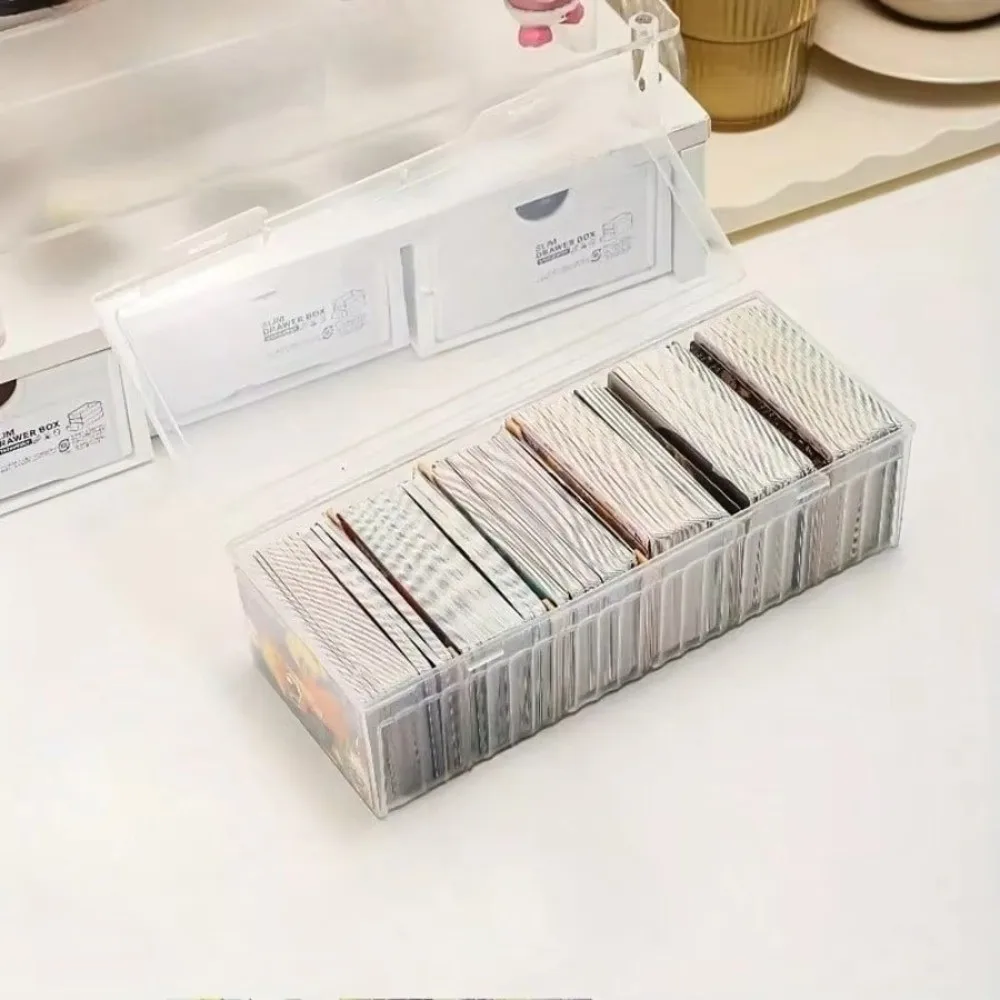 Clear Plastic Card Storage Box Adjustable Divider Compartmentalized Card Organizer Box With Lid Dust Resistant