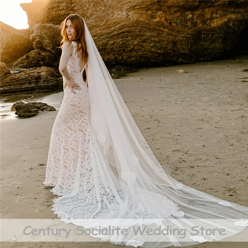 Beach Wedding Dresses for Bride 2025 Lace Mermaid V Neck Backless Sweep Train Rustic Boho Women Bridal Gowns Customized