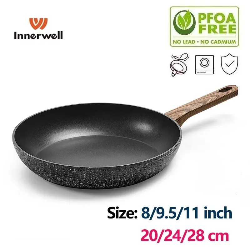 8/9.5/11inch Frying Pan Nonstick Nontoxic Cookware Omelette Steak Pizza Pie Skillet Kitchen Gourmet Cook Pot Suitable all Stoves