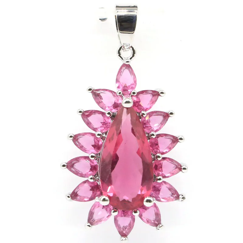 

Buy 4 Get 1 Free 41x22mm Gorgeous Drop Shape Multi Color Kunzite Morganite Green Amethyst Woman's Engagement Silver Pendant