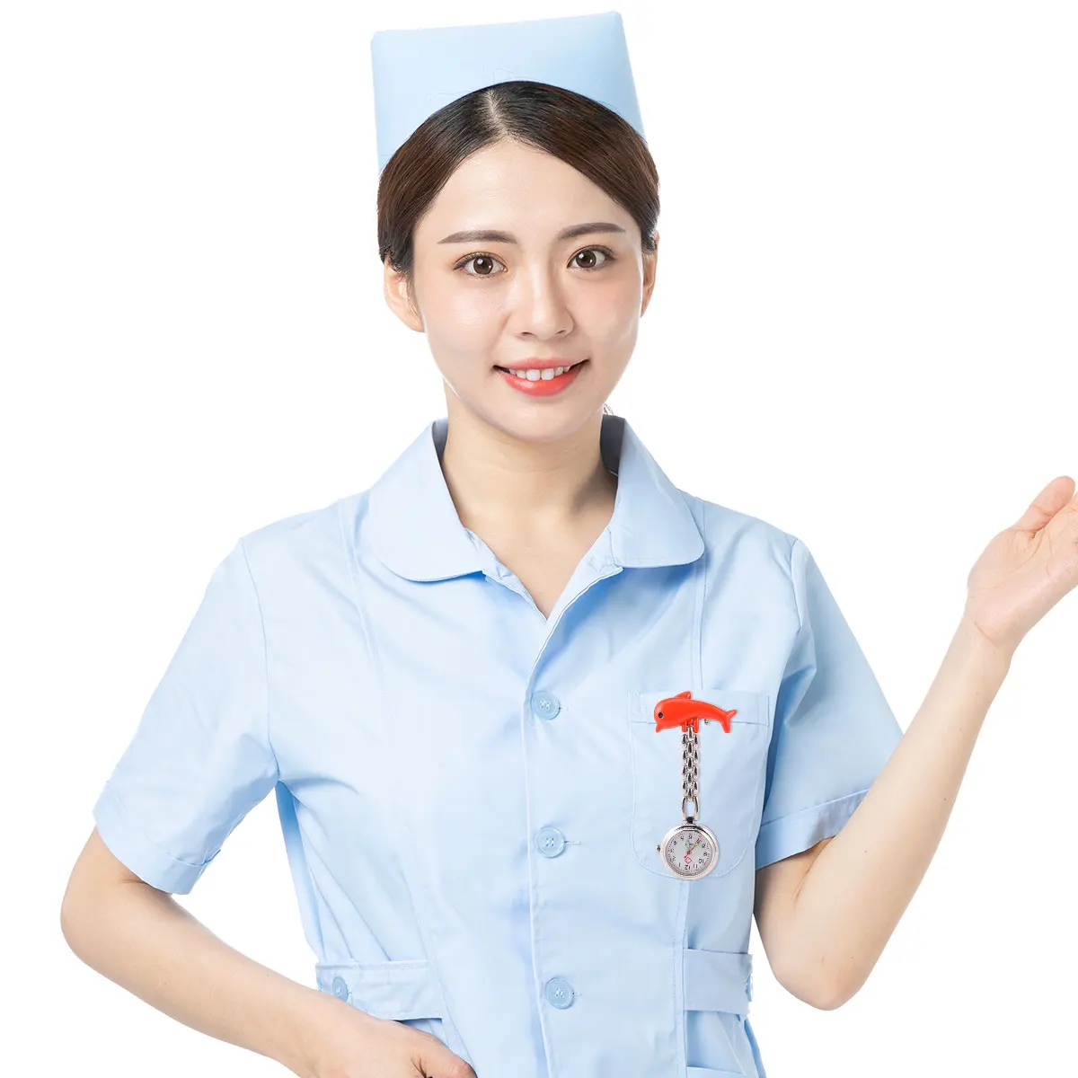 1개 의사용 가슴시계 창의적인 포켓 시계 아연 합금 발광 간호사 클립온 쿼츠 무브먼트 시계