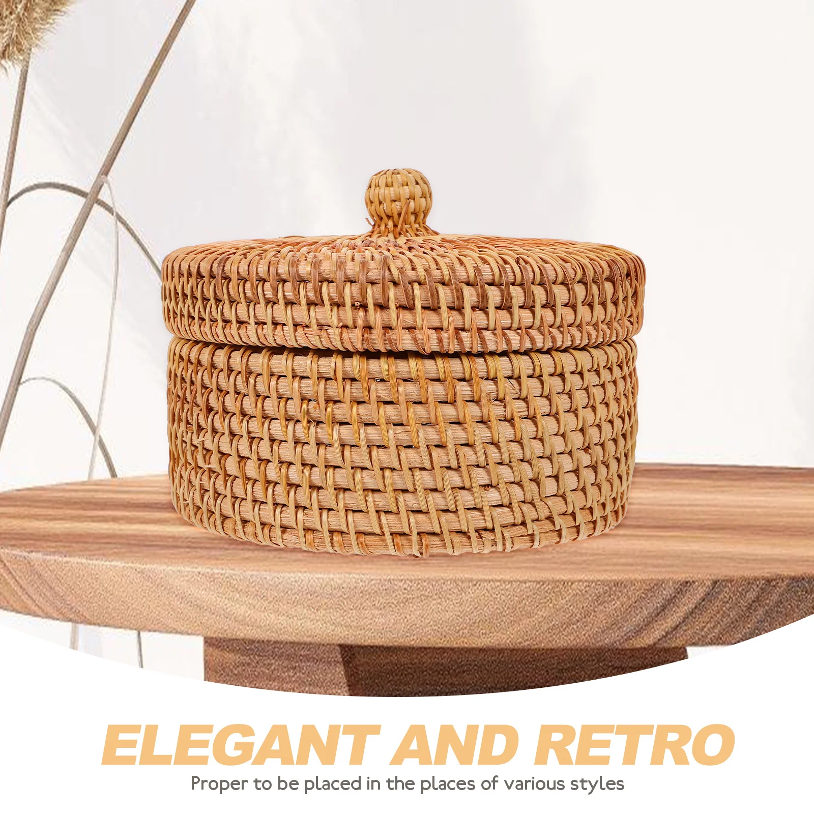 Handmade Storage Box Decorative Boxes with Lids Home Basket Jewelry Tray Bins Rattan Organizer Container Sundries Decorate