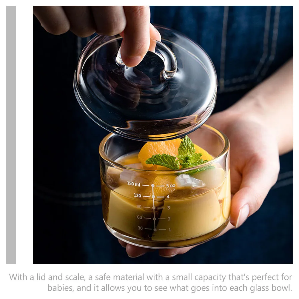Cuenco de vidrio para servir, resistente al calor, almacenamiento de postres para hornear, tazón de comida para bebé, olla para estofado multifuncional, diseño de tapa, cocina transparente
