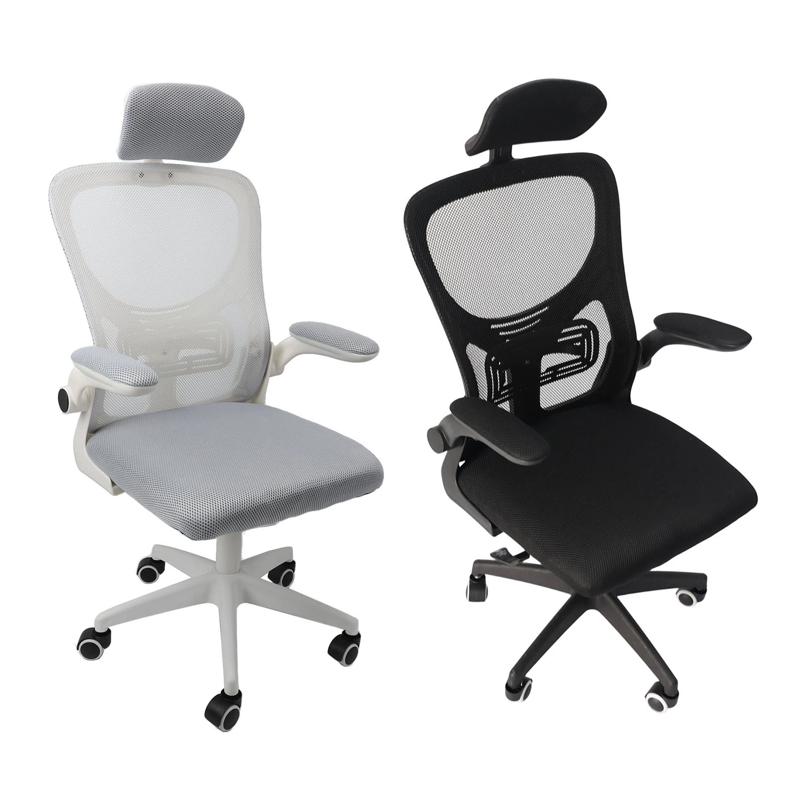 Sedia Sedia da computer Braccioli rotanti a 90 gradi Poggiatesta 3D Capacità di carico di 330,7 libbre con 5 ruote per lavoro