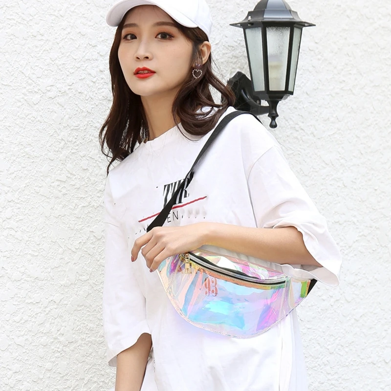 Holographic Waist Bag Translucent Fanny Pack Hologram Beach Travel Waistbag New Women Belt Bag Bum Hip Pouch Money Phone Holder