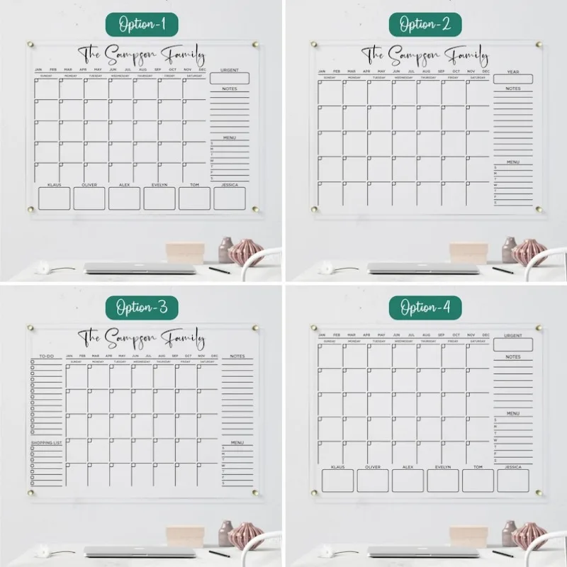 Dry Erase Acrylic Calendar Monthly & Weekly Planner for Wall Clear Family Wall Calendar With Marker Free Preview in 12 Hours