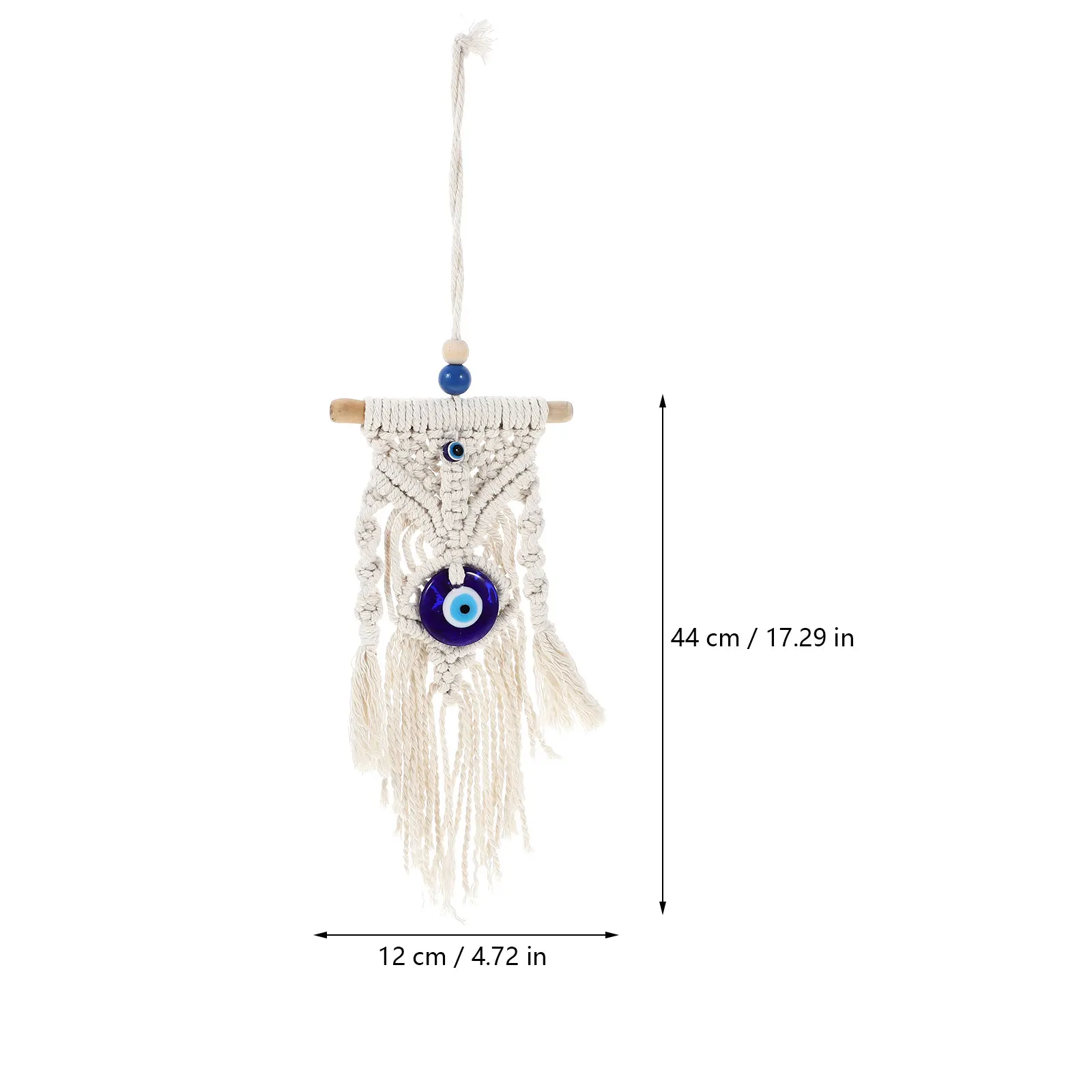 

Blue Eyes Tapestry Macrame Wall Hanging Decor Handcrafted Woven Tassel Pendant Lightweight Rustic Home Wall Art Bohemian Room