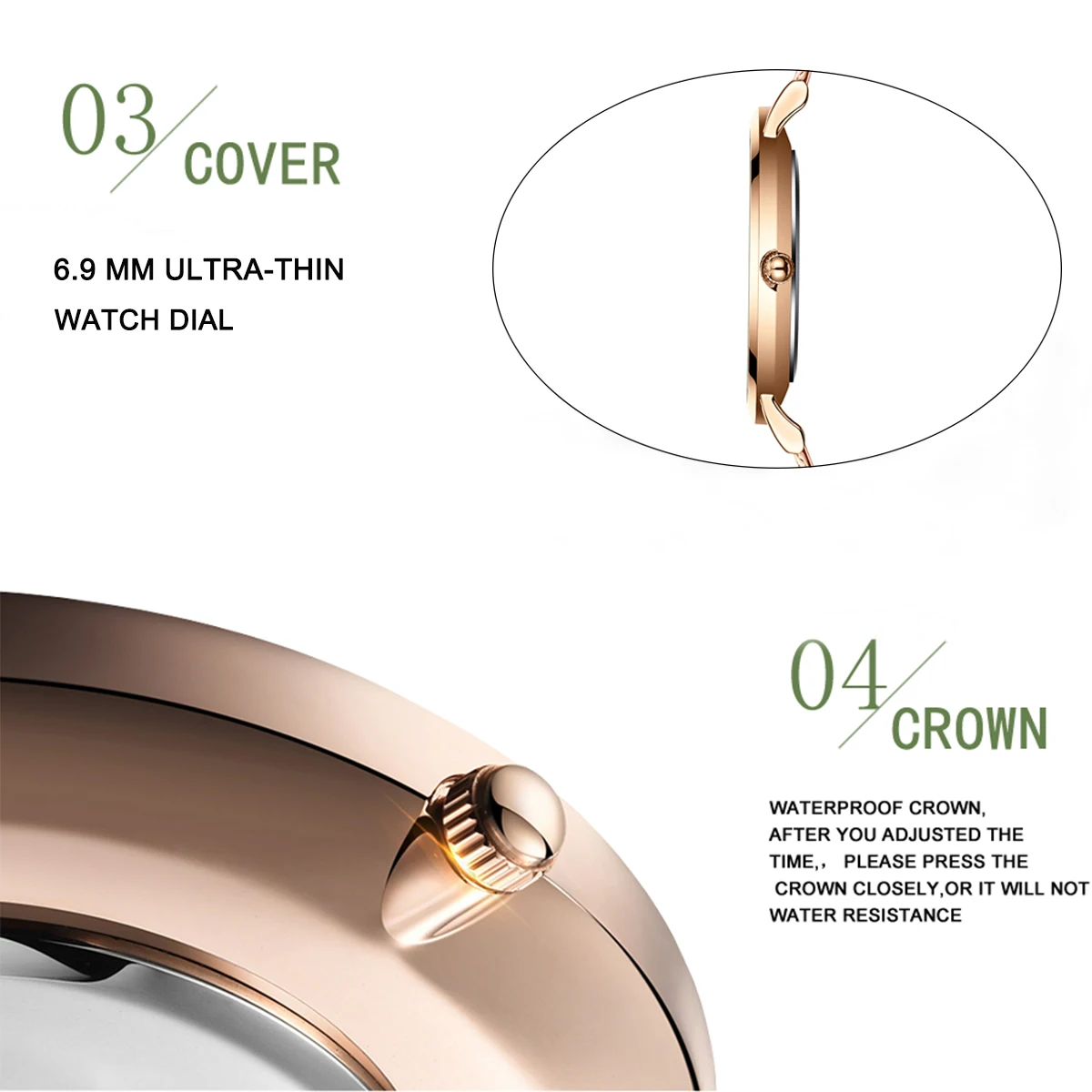 Women Watch Top Brand Dropshipping Japan Quartz Movement 36mm Rose Gold Waterproof Fashionable Nordic Minimalist Ladies Watches