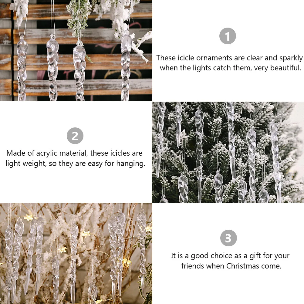 

36Pcs Festive Icicle Drops Brilliant Reflective Xmas Tree Adornment for Party Wedding Outdoor Celebration Icicle Pendant