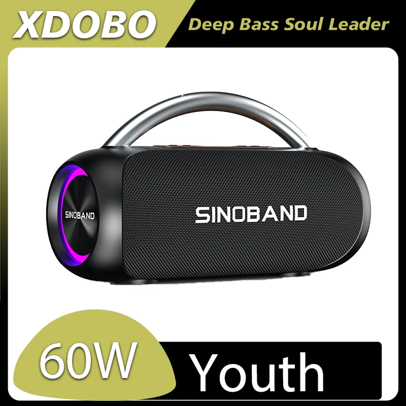 

XDOBO Youth 60W Deep Bass Portable Stereo Speaker RGB Lights Column Subwoofer Compatible Wireless Bluetooth Support AUX TF