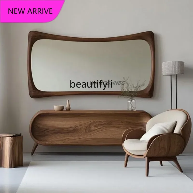 French retro bathroom mirror wall mounted makeup mirror bedroom dressing living room decorative mirror6239