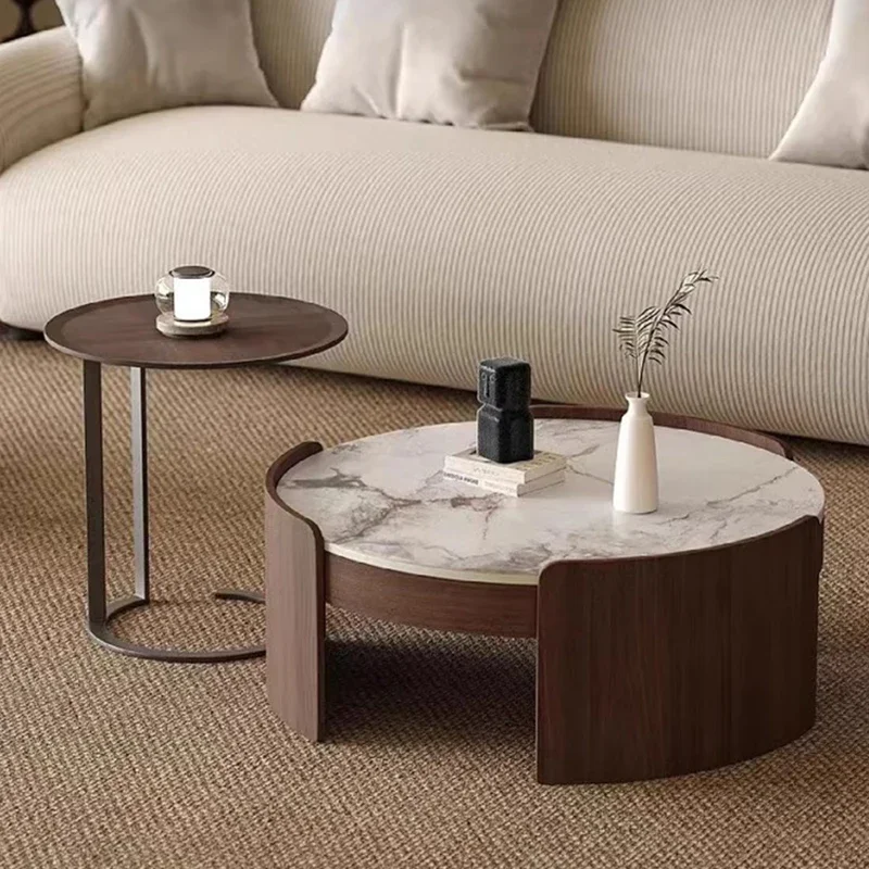 

Italian Side Table Living Room Modular Luxury Conference Tables Rock Beam Coffee Cafe Muebles Italianos Hall Round Furniture