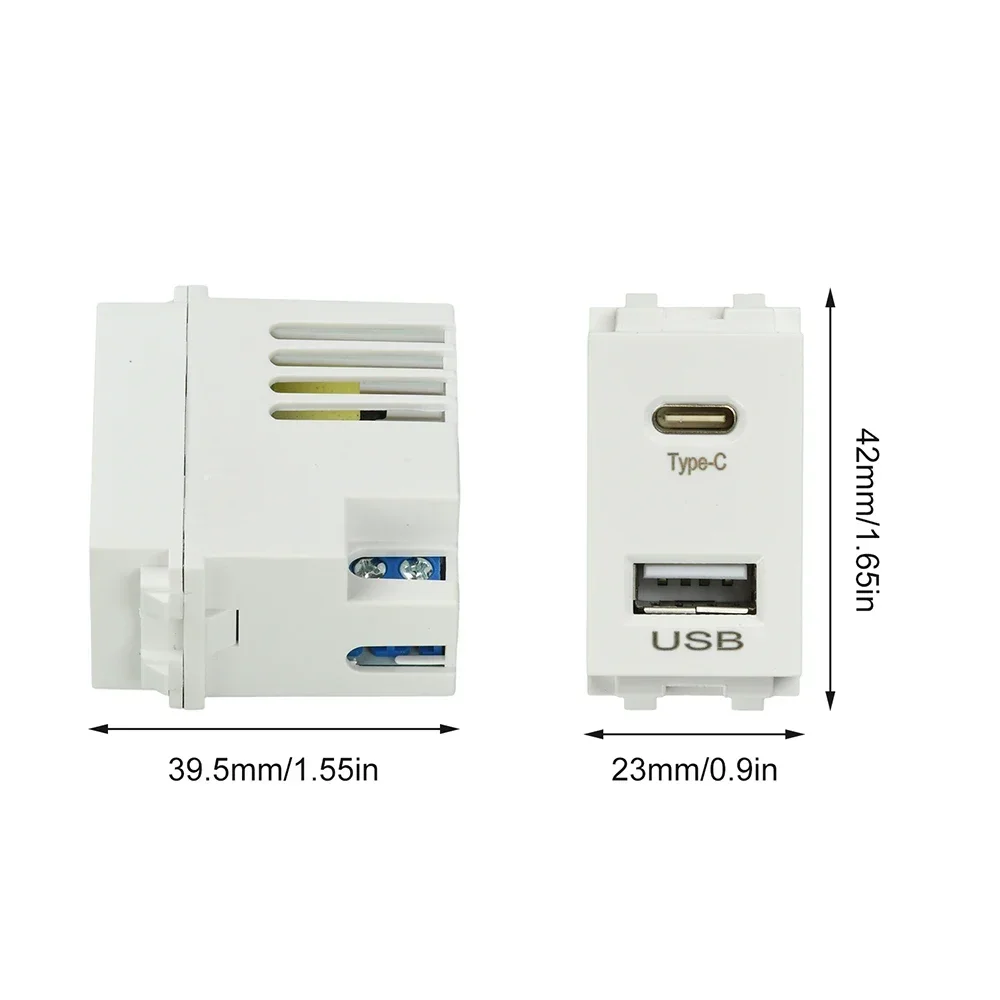 USB+Type C Dual Port Charger Power Module 220V to 5V 2.1A Mobile Phone Charging Module Power Socket Switching Adapter