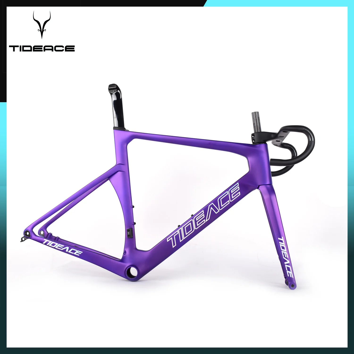 

Tideace Bike Custom Paint Endurance Carbon Road Bicycle Frame 25C Racing Bike Frameset Disc Brake with Handlebar