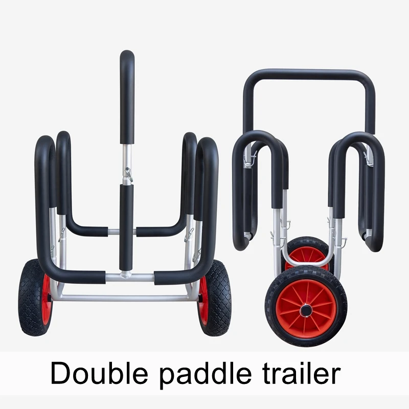 Double Paddleboard Trailer Detachable Cart Surf Paddleboard Transport Rack Aluminum Alloy Portable