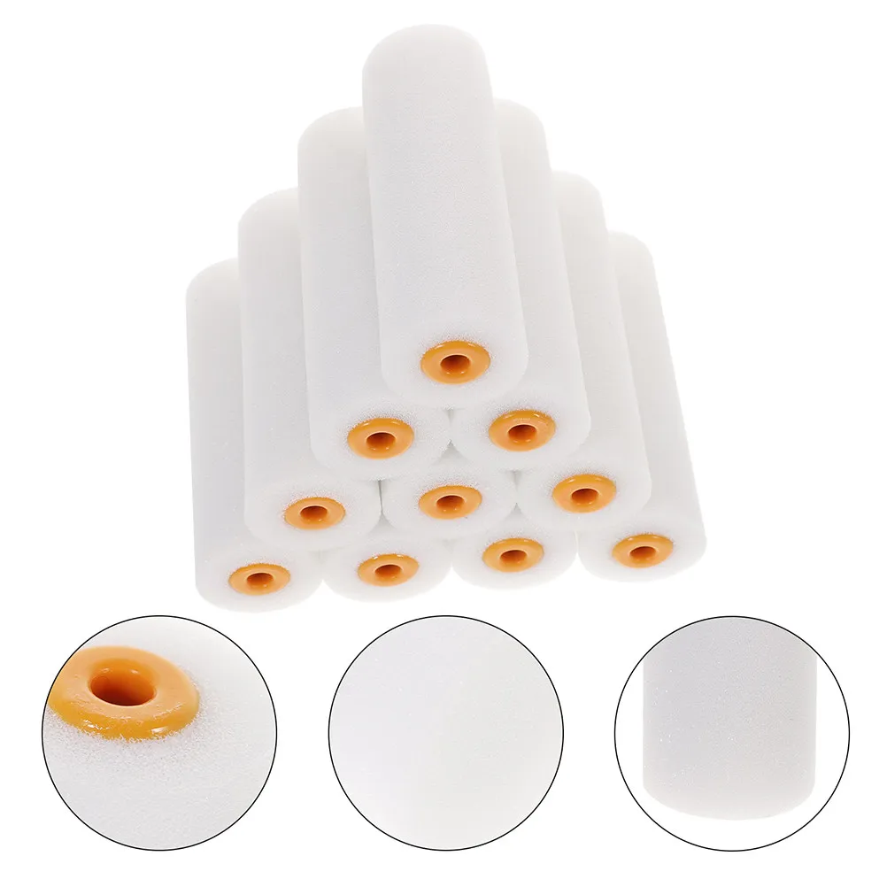10Pcs Sponge Roller Paint Brush Heads Durable Foam Roller Covers for Smooth Application on Walls Doors Furniture