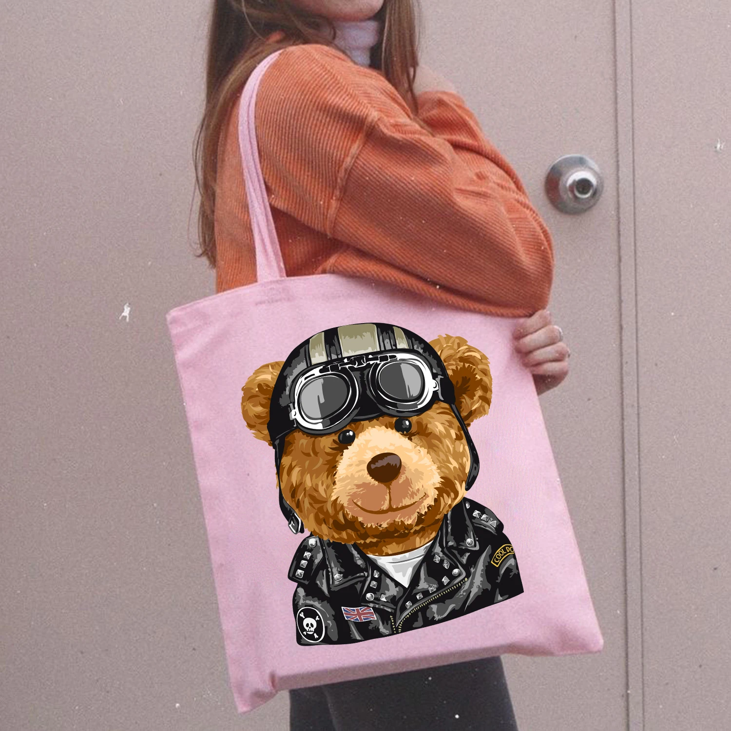 

BLINGPAW Canvas Tote Bag 100% Cotton Reusable Shopping Bag Eco Cute Teddy Bear Design Print