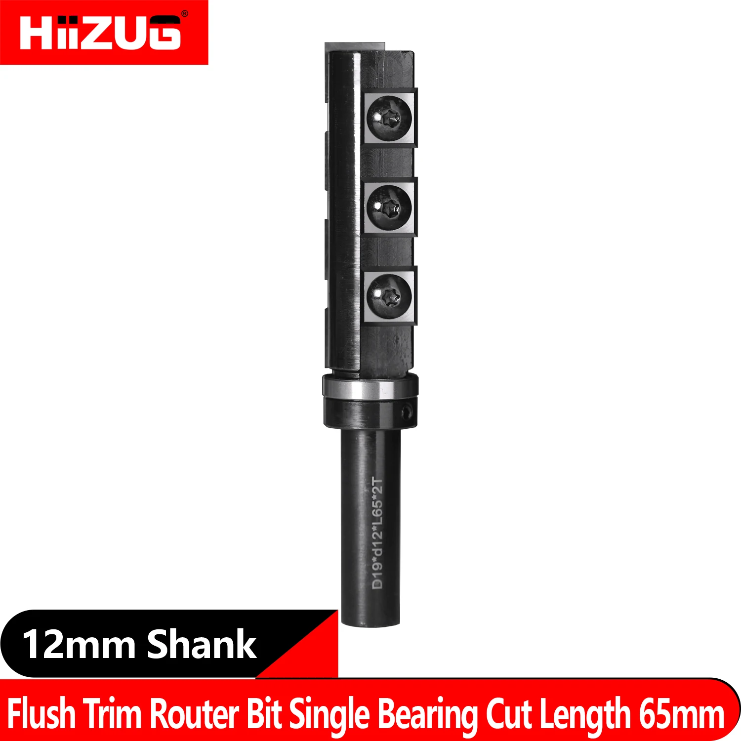 12mm Shank Flush Trim Router Bit Top Bearing Pattern Template Router Bit 19mm Cut Dia Wood Milling Cutter 12mm Carbide Inserts
